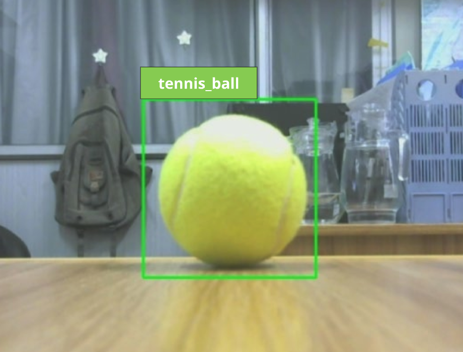 Example of automatic detection of a tennis ball with a bounding box